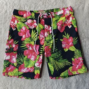 J Crew Floral Beach Shorts Men's 31 Mesh Lined Swim Trunks Colorful Tropical